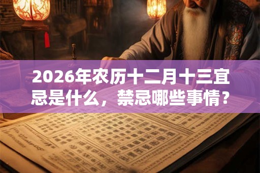 2026年农历十二月十三宜忌是什么,禁忌哪些事情? 2026年农历十二月十三宜忌是什么,禁忌哪些事情?
