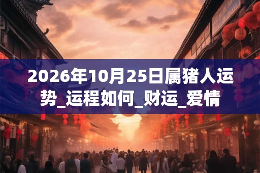2026年10月25日属猪人运势_运程如何_财运_爱情 2026年10月25日属猪人运势_运程如何_财运_爱情
