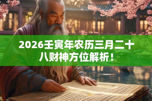 2026壬寅年农历三月二十八财神方位解析! 2026壬寅年农历三月二十八财神方位解析!