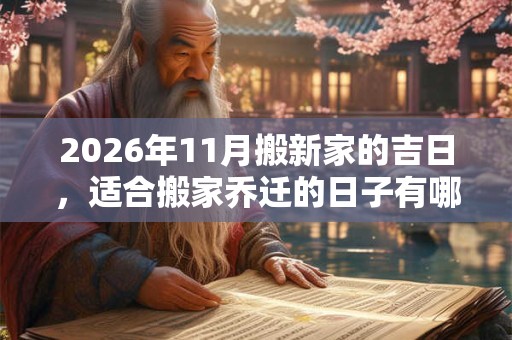 2026年11月搬新家的吉日，适合搬家乔迁的日子有哪些？