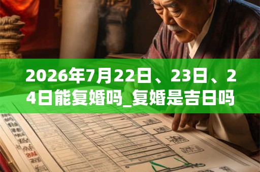 2026年7月22日、23日、24日能复婚吗_复婚是吉日吗 2026年7月22日、23日、24日能复婚吗_复婚是吉日吗