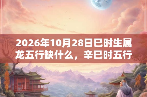 2026年10月28日巳时生属龙五行缺什么，辛巳时五行缺什么
