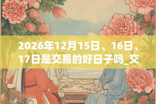 2026年12月15日、16日、17日是交易的好日子吗_交易可以吗 2026年12月15日、16日、17日是交易的好日子吗_交易可以吗