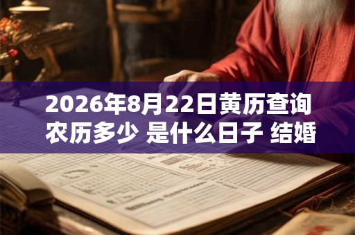 2026年8月22日黄历查询 农历多少 是什么日子 结婚吉时 2026年8月22日黄历查询 农历多少 是什么日子 结婚吉时