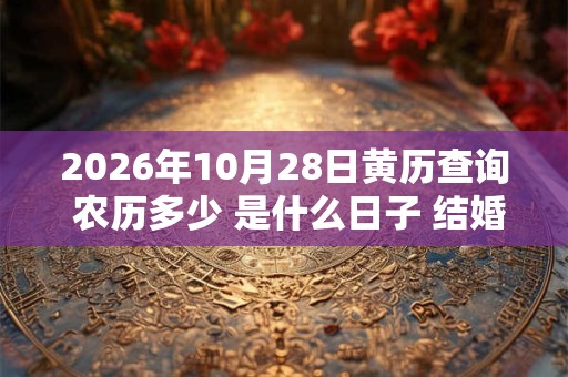 2026年10月28日黄历查询 农历多少 是什么日子 结婚吉时 2026年10月28日黄历查询 农历多少 是什么日子 结婚吉时