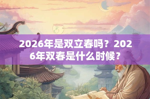 2026年是双立春吗？2026年双春是什么时候？