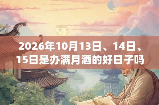 2026年10月13日、14日、15日是办满月酒的好日子吗_办满月酒可以吗