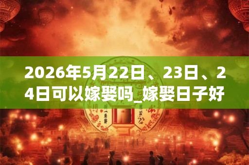 2026年5月22日、23日、24日可以嫁娶吗_嫁娶日子好吗 2026年5月22日、23日、24日可以嫁娶吗_嫁娶日子好吗