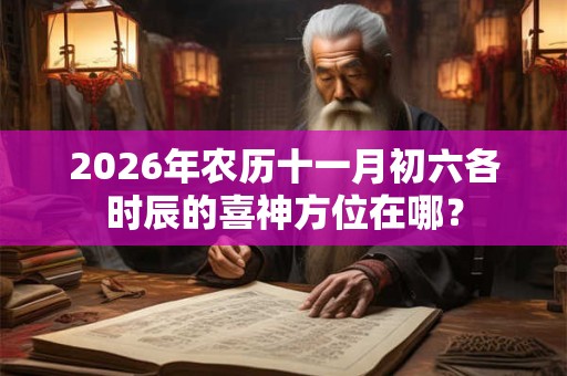 2026年农历十一月初六各时辰的喜神方位在哪？