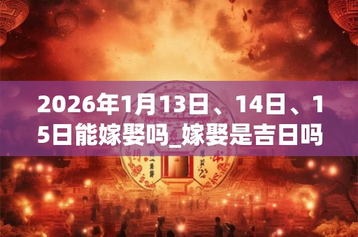 2026年1月13日、14日、15日能嫁娶吗_嫁娶是吉日吗