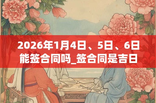 2026年1月4日、5日、6日能签合同吗_签合同是吉日吗 2026年1月4日、5日、6日能签合同吗_签合同是吉日吗