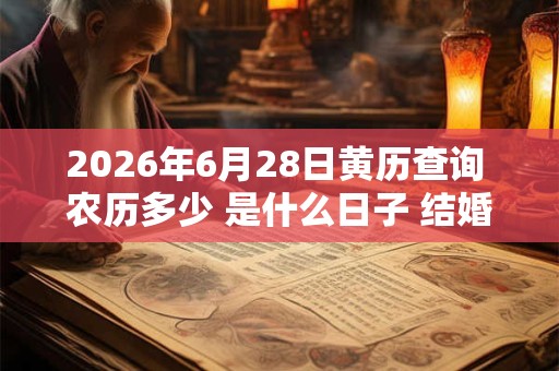 2026年6月28日黄历查询 农历多少 是什么日子 结婚吉时 2026年6月28日黄历查询 农历多少 是什么日子 结婚吉时