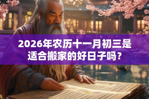 2026年农历十一月初三是适合搬家的好日子吗？