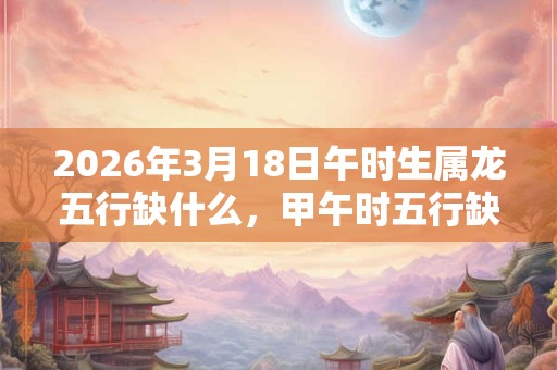 2026年3月18日午时生属龙五行缺什么，甲午时五行缺什么