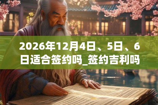 2026年12月4日、5日、6日适合签约吗_签约吉利吗 2026年12月4日、5日、6日适合签约吗_签约吉利吗