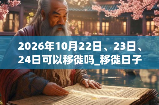 2026年10月22日、23日、24日可以移徙吗_移徙日子好吗