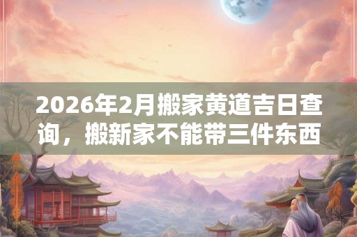 2026年2月搬家黄道吉日查询，搬新家不能带三件东西