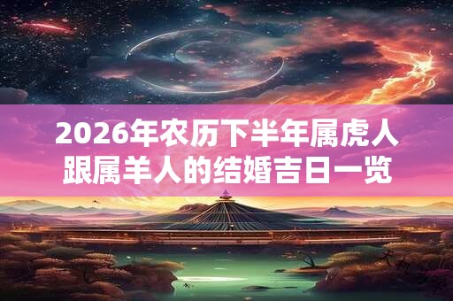 2026年农历下半年属虎人跟属羊人的结婚吉日一览 2026年农历下半年属虎人跟属羊人的结婚吉日一览