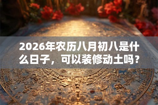 2026年农历八月初八是什么日子，可以装修动土吗？