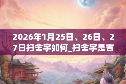 2026年1月25日、26日、27日扫舍宇如何_扫舍宇是吉日吗