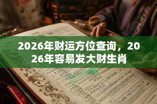 2026年财运方位查询，2026年容易发大财生肖