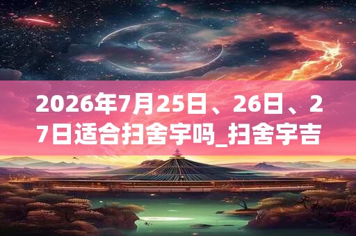 2026年7月25日、26日、27日适合扫舍宇吗_扫舍宇吉利吗