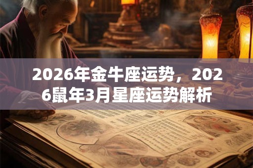 2026年金牛座运势，2026鼠年3月星座运势解析