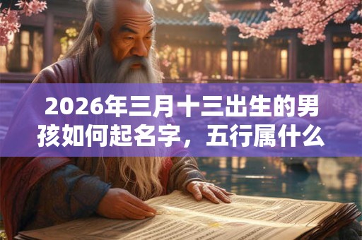 2026年三月十三出生的男孩如何起名字，五行属什么