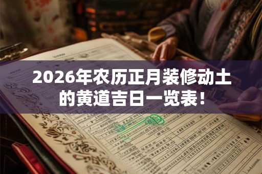 2026年农历正月装修动土的黄道吉日一览表！