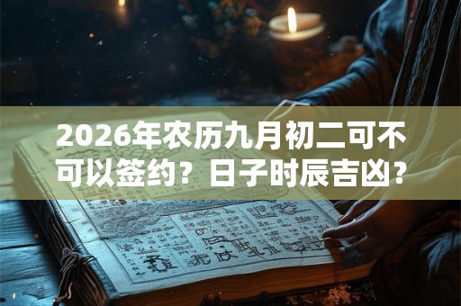 2026年农历九月初二可不可以签约？日子时辰吉凶？