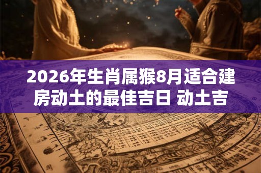 2026年生肖属猴8月适合建房动土的最佳吉日 动土吉利日子