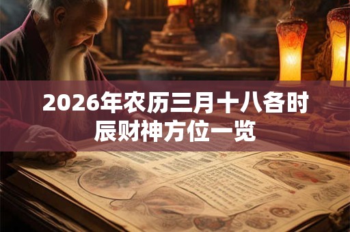 2026年农历三月十八各时辰财神方位一览