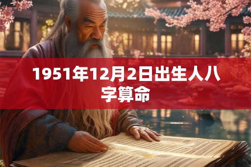 1951年12月2日出生人八字算命 1951年12月2日出生人八字算命