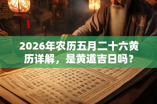 2026年农历五月二十六黄历详解，是黄道吉日吗？