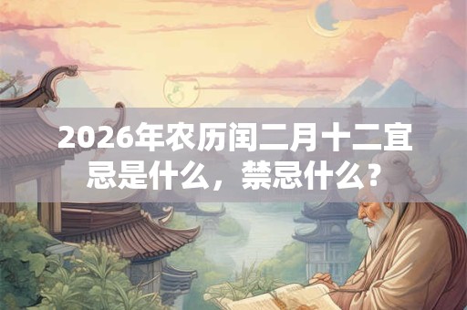2026年农历闰二月十二宜忌是什么,禁忌什么? 2026年农历闰二月十二宜忌是什么,禁忌什么?