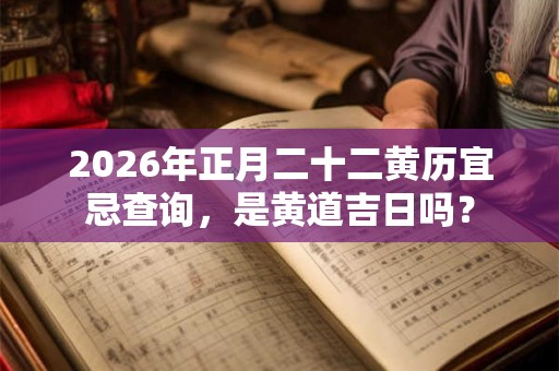 2026年正月二十二黄历宜忌查询,是黄道吉日吗? 2026年正月二十二黄历宜忌查询,是黄道吉日吗?