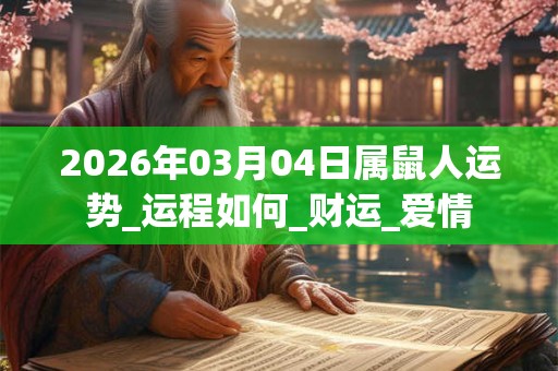 2026年03月04日属鼠人运势_运程如何_财运_爱情 2026年03月04日属鼠人运势_运程如何_财运_爱情