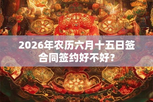 2026年农历六月十五日签合同签约好不好？