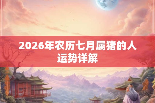 2026年农历七月属猪的人运势详解 2026年农历七月属猪的人运势详解