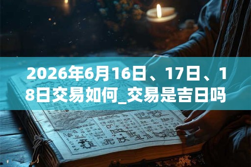 2026年6月16日、17日、18日交易如何_交易是吉日吗