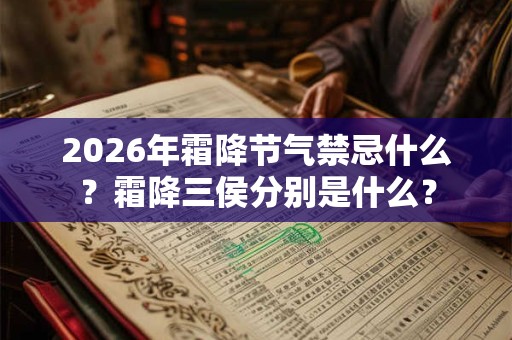 2026年霜降节气禁忌什么？霜降三侯分别是什么？
