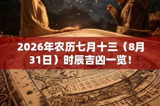 2026年农历七月十三（8月31日）时辰吉凶一览！