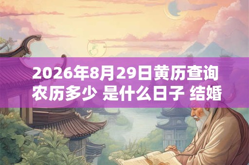 2026年8月29日黄历查询 农历多少 是什么日子 结婚吉时