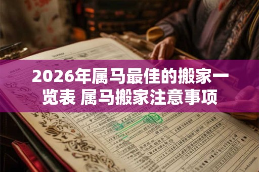 2026年属马最佳的搬家一览表 属马搬家注意事项
