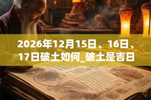 2026年12月15日、16日、17日破土如何_破土是吉日吗