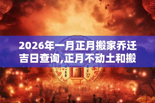 2026年一月正月搬家乔迁吉日查询,正月不动土和搬家有关系吗？
