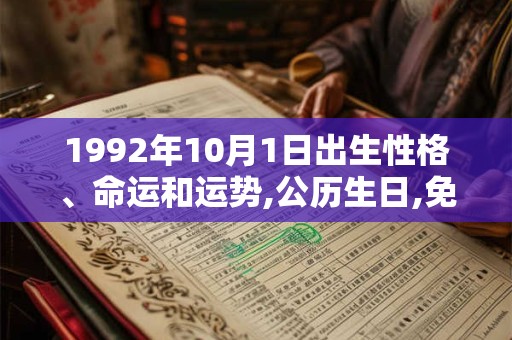 1992年10月1日出生性格、命运和运势,公历生日,免费算命