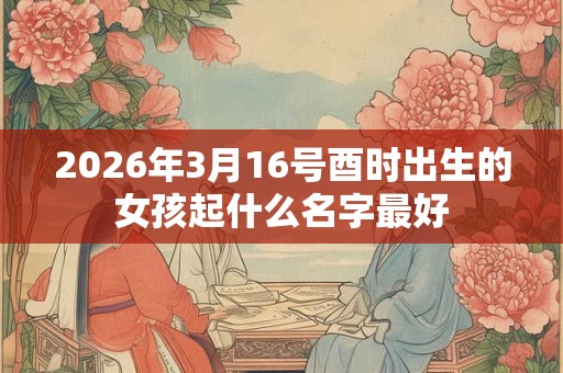 2026年3月16号酉时出生的女孩起什么名字最好