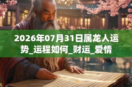 2026年07月31日属龙人运势_运程如何_财运_爱情