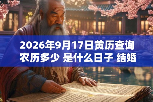 2026年9月17日黄历查询 农历多少 是什么日子 结婚吉时